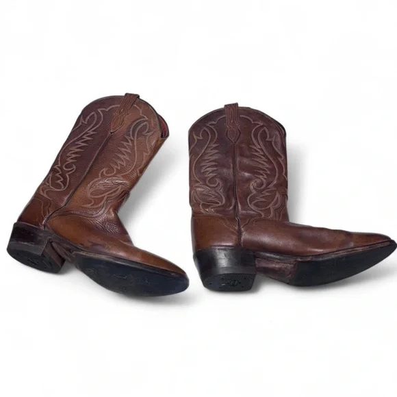 VIBRAM Pointed toe Cowgirl Cowboy Boots Leather Made In USA SZ 10.5 - Picture 3 of 8